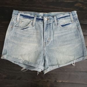 High rise denim shorts